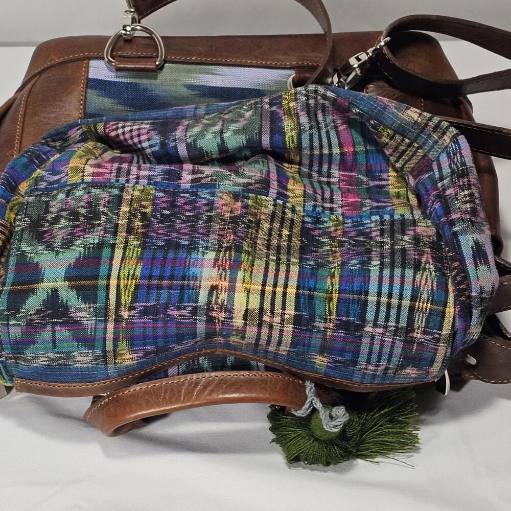 Mini Aria Convertible Day Bag Shoulder Or Backpack Brown Leather And Canvas - Picture 15 of 15